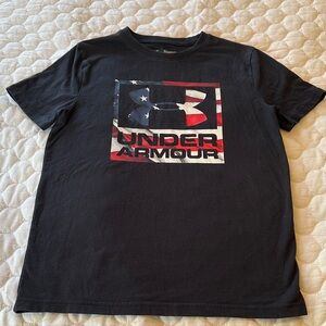 Under Armour Kids Black Tee with Flag Graphic